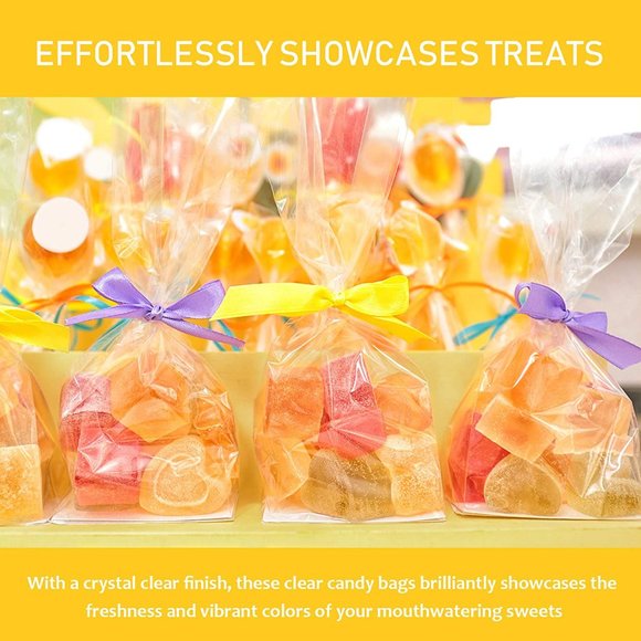[NEW] 500-Pack French Clear Cellophane Craft Treat Bags Flat Bottom Silver Wedge - Picture 3 of 11